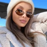 ⁦نظارات شمسية فاخرة بدون إطار للنساء، بتصميم بيضاوي كلاسيكي، مقاس صغير، مصنوعة من المعدن، مناسبة للأنشطة الخارجية والإجازات، مع حماية من الأشعة فوق البنفسجية 400 #30037⁩ - الصورة ⁦6⁩