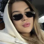 ⁦نظارات شمسية فاخرة بدون إطار للنساء، بتصميم بيضاوي كلاسيكي، مقاس صغير، مصنوعة من المعدن، مناسبة للأنشطة الخارجية والإجازات، مع حماية من الأشعة فوق البنفسجية 400 #30037⁩ - الصورة ⁦5⁩