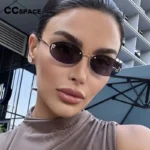 نظارات شمسية فاخرة بدون إطار للنساء، بتصميم بيضاوي كلاسيكي، مقاس صغير، مصنوعة من المعدن، مناسبة للأنشطة الخارجية والإجازات، مع حماية من الأشعة فوق البنفسجية 400 #30037